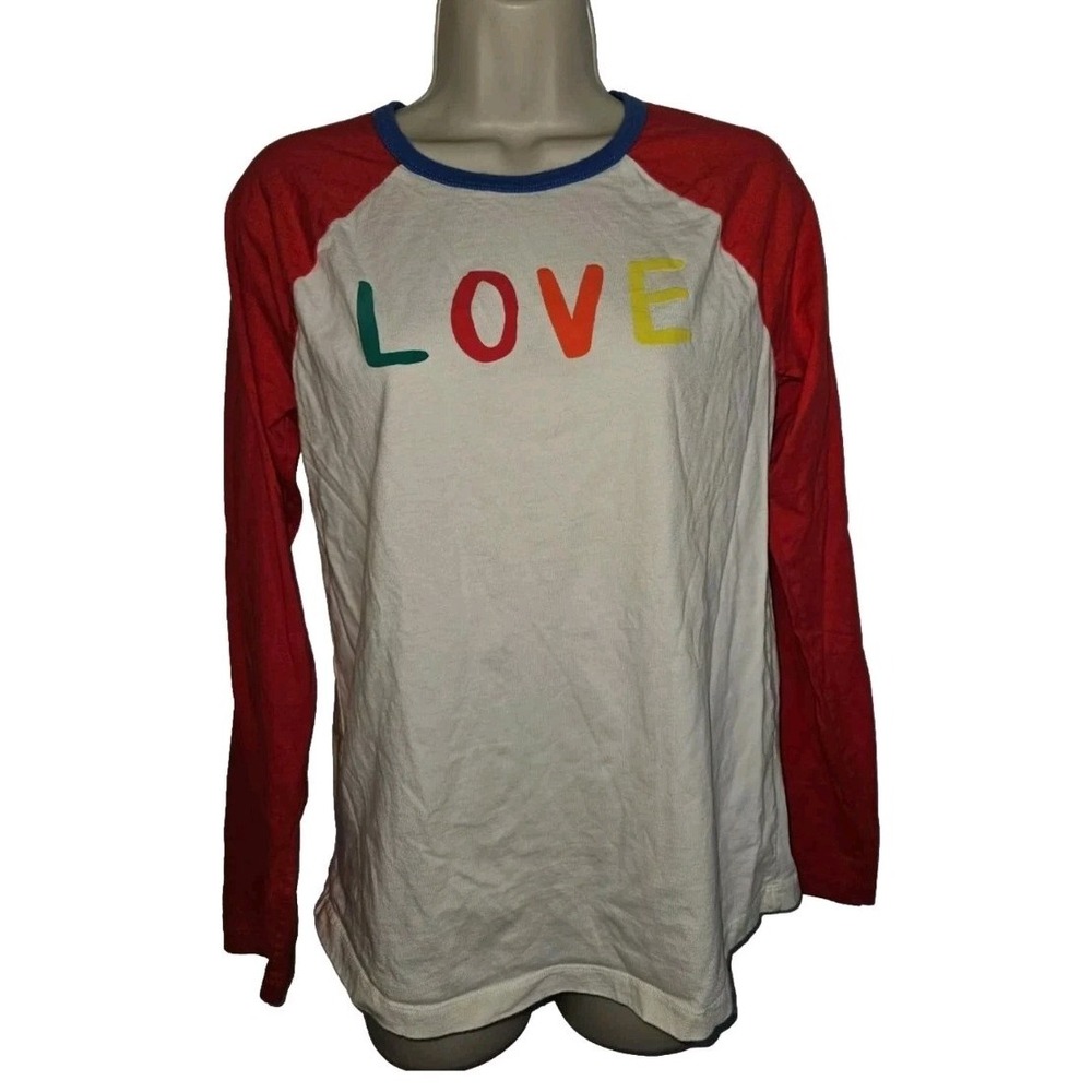 BODEN Long Sleeve Baseball T-Shirt "Love" Y2K Youth Size 15y-16y Cotton